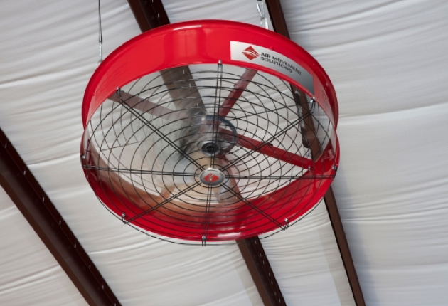 AirFocus Single Speed Industrial Overhead Fan mounted to the ceiling.